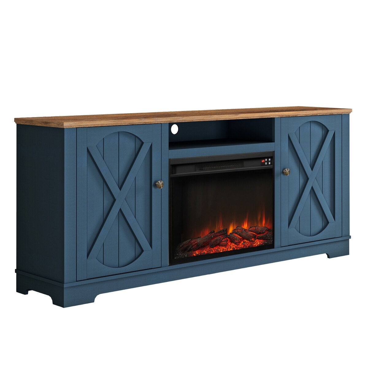 70" Farmhouse TV Stand with Fireplace, Fits up to 75" TV - 70"W x 30"H x 14.5"D