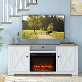 70" Farmhouse TV Stand with Fireplace, Fits up to 75" TV - 70"W x 30"H x 14.5"D
