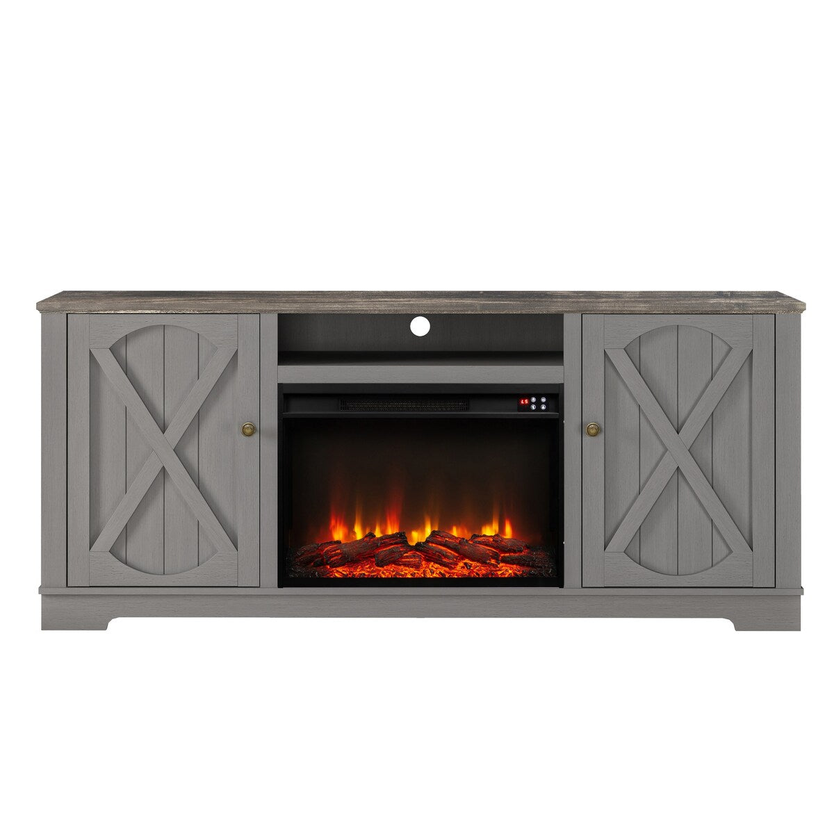 70" Farmhouse TV Stand with Fireplace, Fits up to 75" TV - 70"W x 30"H x 14.5"D