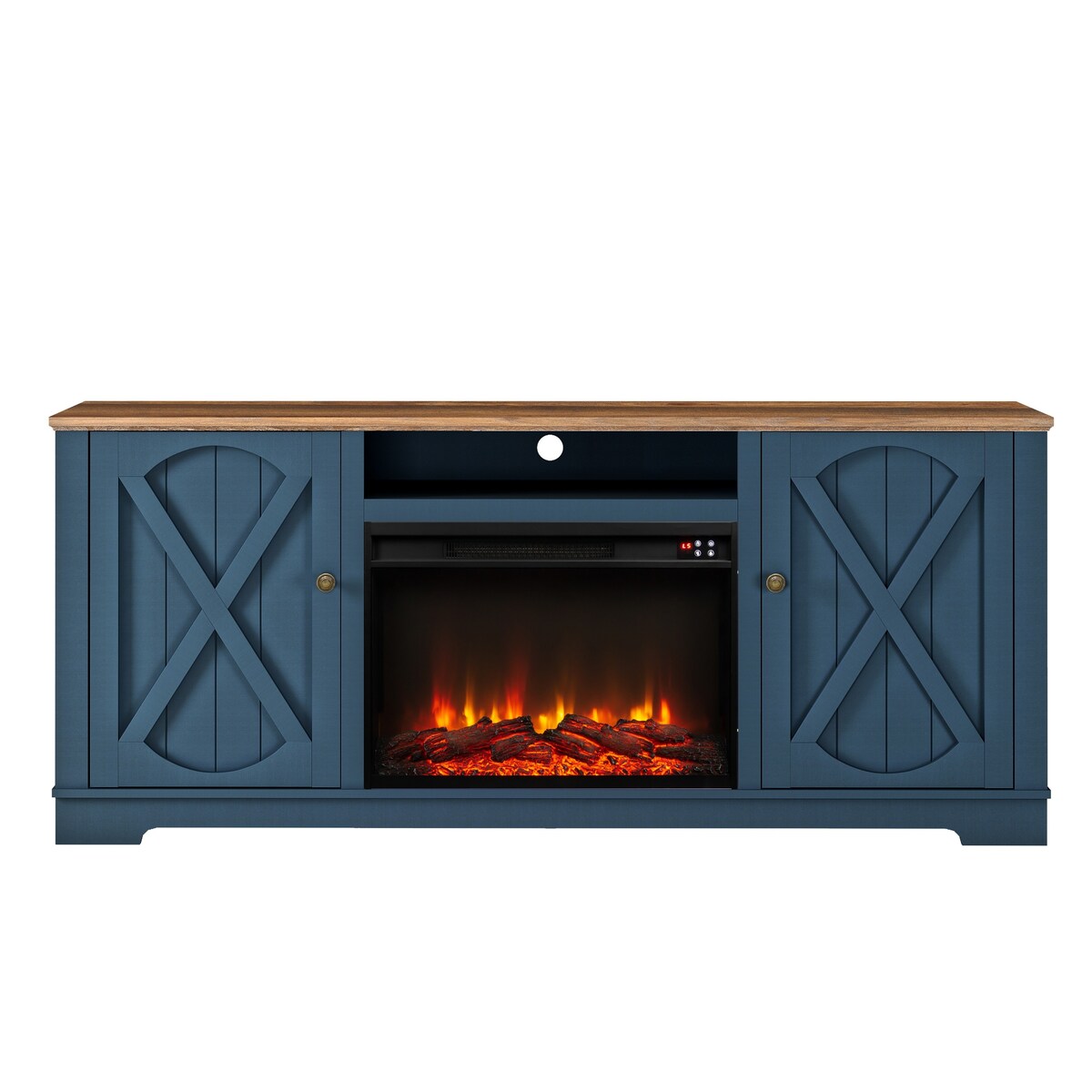 70" Farmhouse TV Stand with Fireplace, Fits up to 75" TV - 70"W x 30"H x 14.5"D