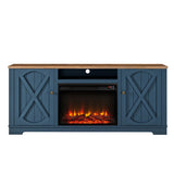 70" Farmhouse TV Stand with Fireplace, Fits up to 75" TV - 70"W x 30"H x 14.5"D