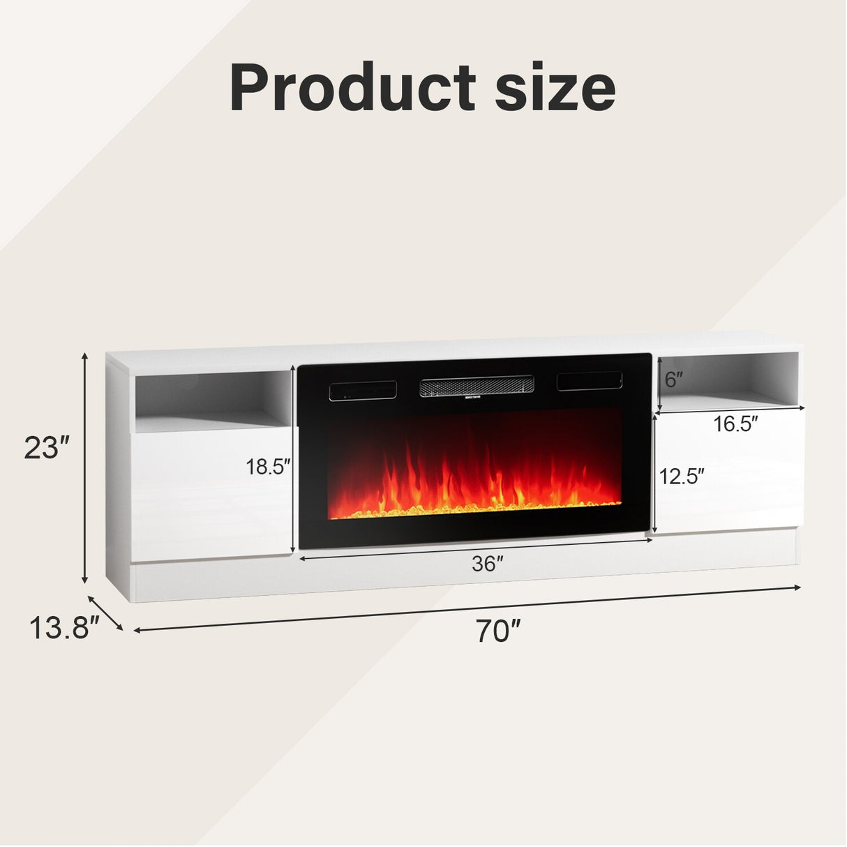 70" Fireplace TV Stand with Electronic Fireplace
