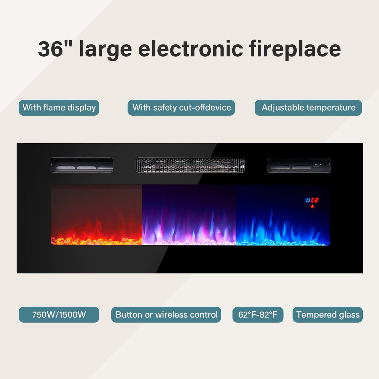 70" Fireplace TV Stand with Electronic Fireplace