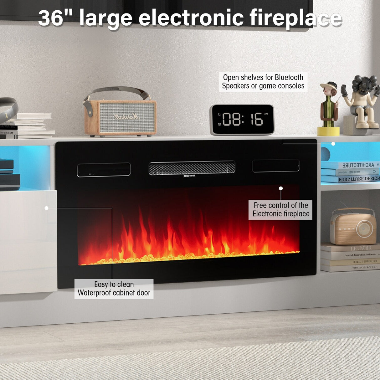 70" Fireplace TV Stand with Electronic Fireplace