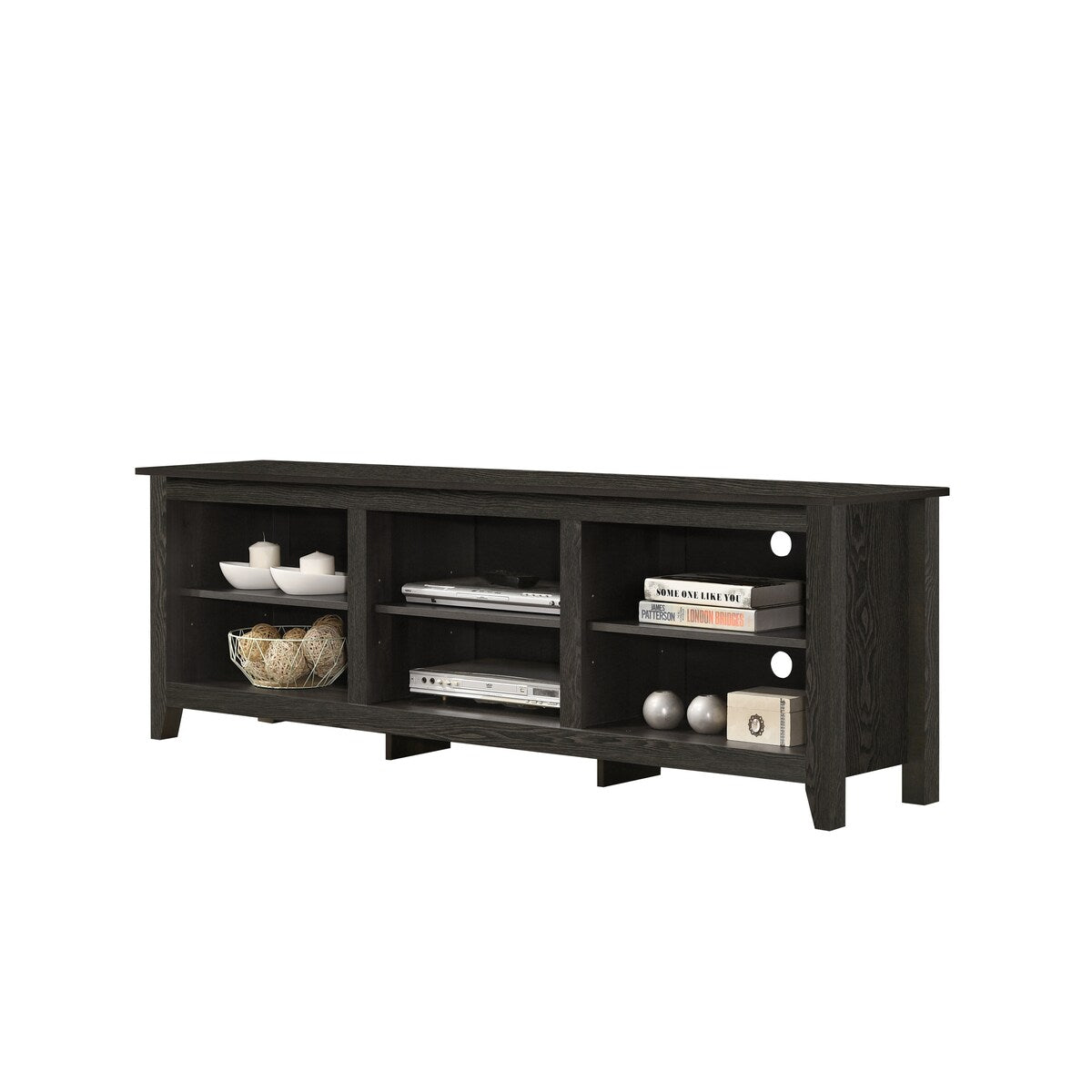 70" W TV Stand with Open Shelves and Cable Management