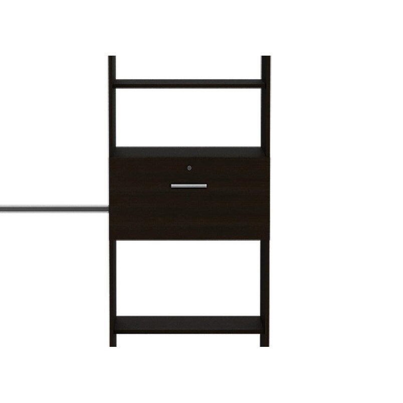 70"W - 118"W Drawers Closet System, 5-Shelves 3-Hanging Rods 1-Drawers Clothes Locker, Armoire for Bedroom Guest Room