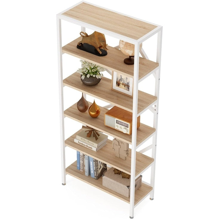71 Inch Industrial Bookshelf, 6 Shelf Etagere Bookcase,Free Standing Open Book Shelves Storage Display Shelf