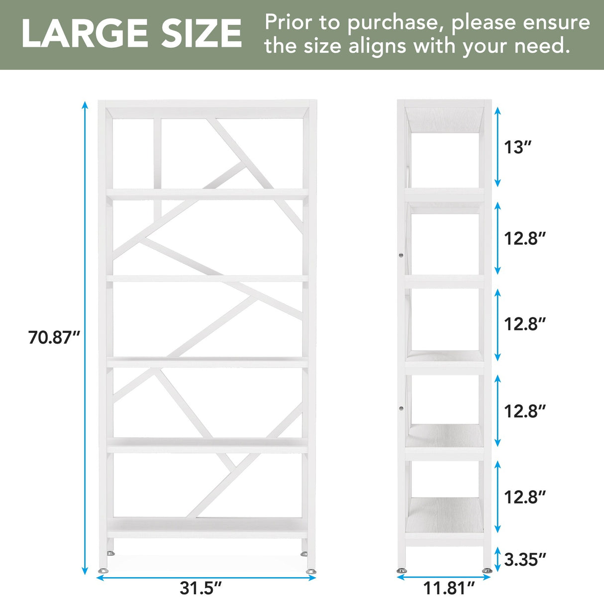 71 Inch Industrial Bookshelf, 6 Shelf Etagere Bookcase,Free Standing Open Book Shelves Storage Display Shelf