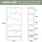 71 Inch Industrial Bookshelf, 6 Shelf Etagere Bookcase,Free Standing Open Book Shelves Storage Display Shelf
