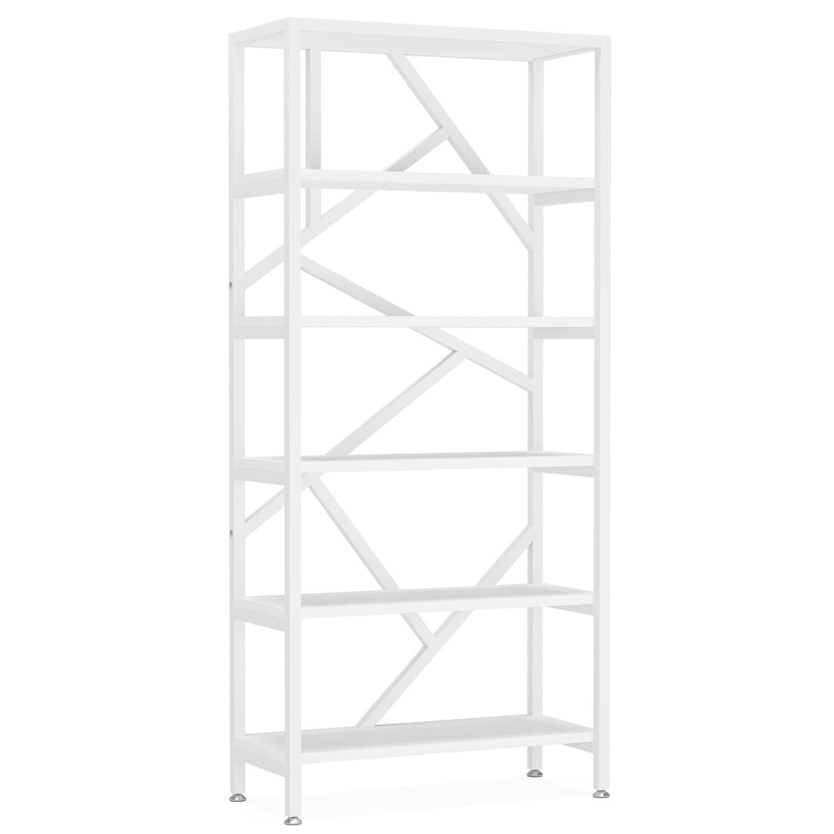 71 Inch Industrial Bookshelf, 6 Shelf Etagere Bookcase,Free Standing Open Book Shelves Storage Display Shelf