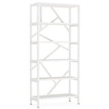 71 Inch Industrial Bookshelf, 6 Shelf Etagere Bookcase,Free Standing Open Book Shelves Storage Display Shelf