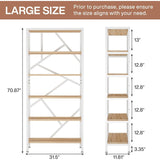 71 Inch Industrial Bookshelf, 6 Shelf Etagere Bookcase,Free Standing Open Book Shelves Storage Display Shelf