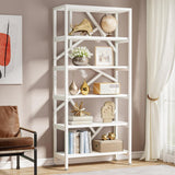 71 Inch Industrial Bookshelf, 6 Shelf Etagere Bookcase,Free Standing Open Book Shelves Storage Display Shelf