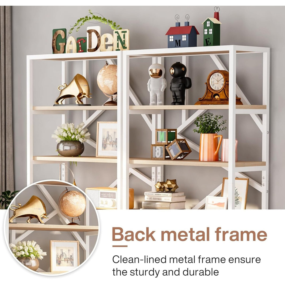 71 Inch Industrial Bookshelf, 6 Shelf Etagere Bookcase,Free Standing Open Book Shelves Storage Display Shelf