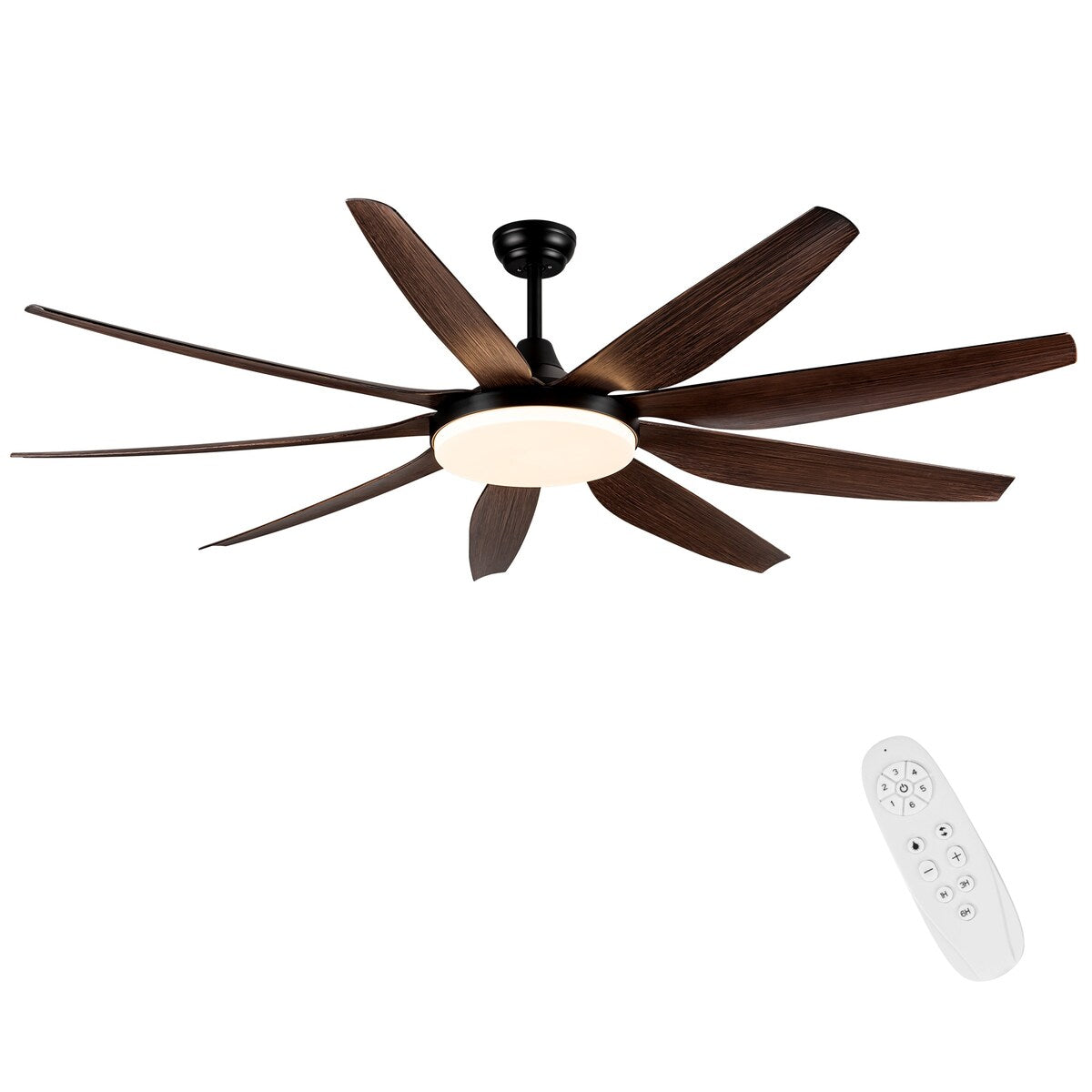 71" Adjustable 6-Speed LED Ceiling Fan with 9 Wood Grain Blades