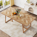 71" Farmhouse Dining Table for 6 to 8, Rectangular Wood Kitchen Table Industrial Dinner Table