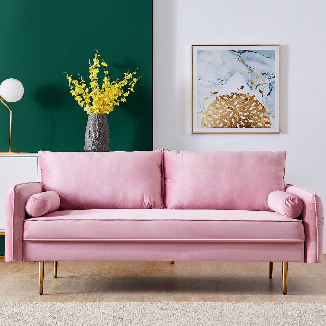 71" Wide Velvet Fabric Sofa Upholstered Living Room Furniture