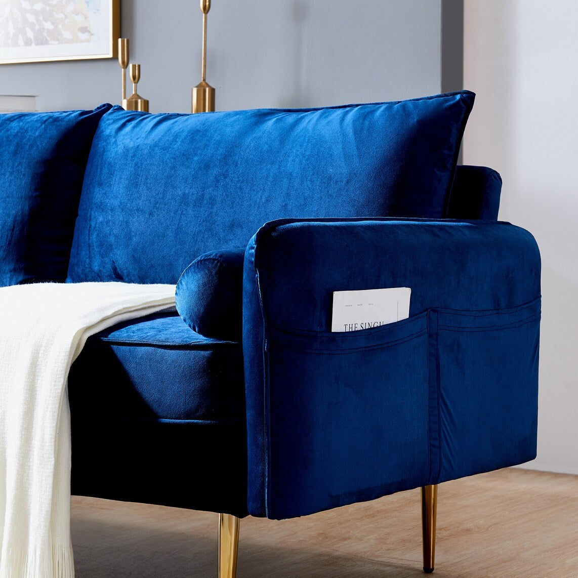 71" Wide Velvet Fabric Sofa Upholstered Living Room Furniture