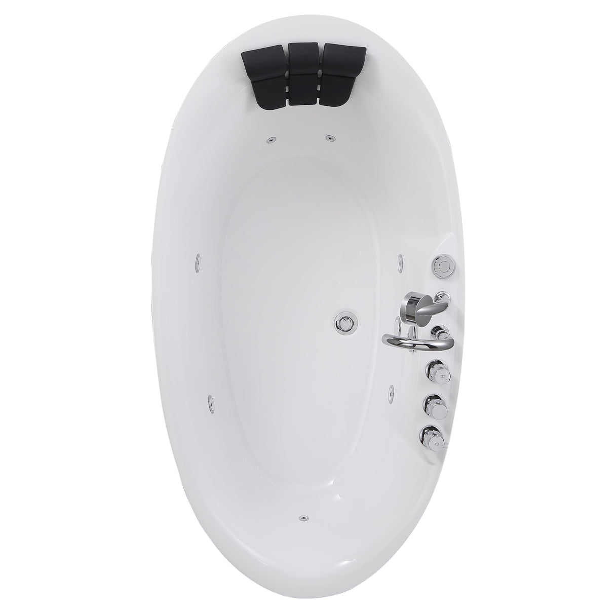 71" X 34" Center Drain Freestanding Whirlpool Bathtub With Faucet
