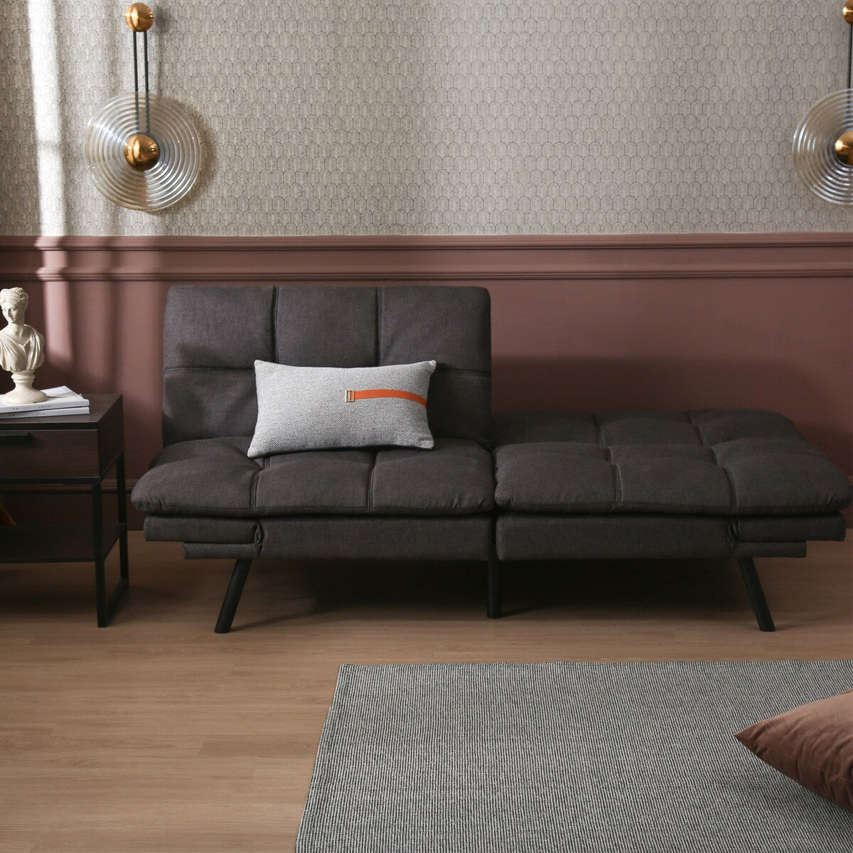 71'' Wide Futon Sofa Bed Adjustable Arms Tufted Back Convertible Futon Sleeper Sofa Tufted Folding Couch