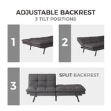 71'' Wide Futon Sofa Bed Adjustable Arms Tufted Back Convertible Futon Sleeper Sofa Tufted Folding Couch