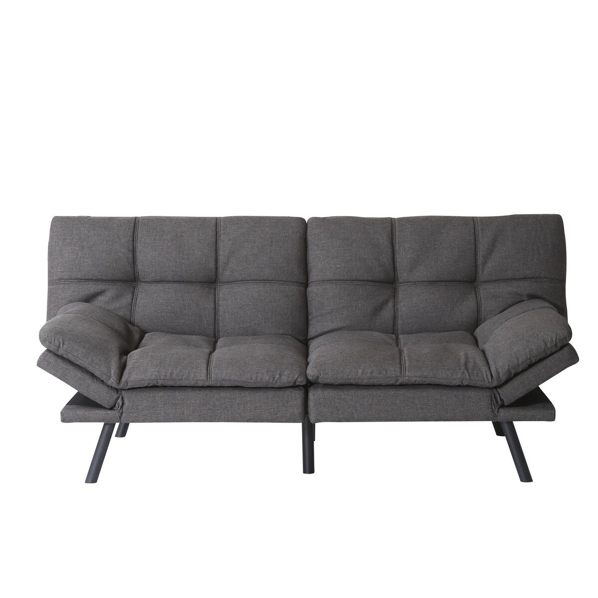 71'' Wide Futon Sofa Bed Adjustable Arms Tufted Back Convertible Futon Sleeper Sofa Tufted Folding Couch