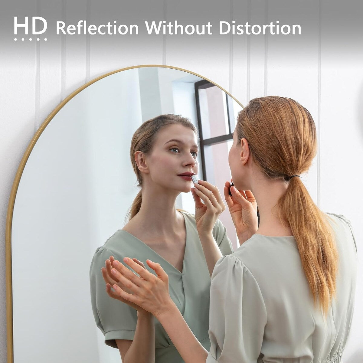 71x24" Arch Full Length Mirror, Modern Design Standing Floor Mirror, Full Body Mirror Black(Aluminum Alloy Frame)