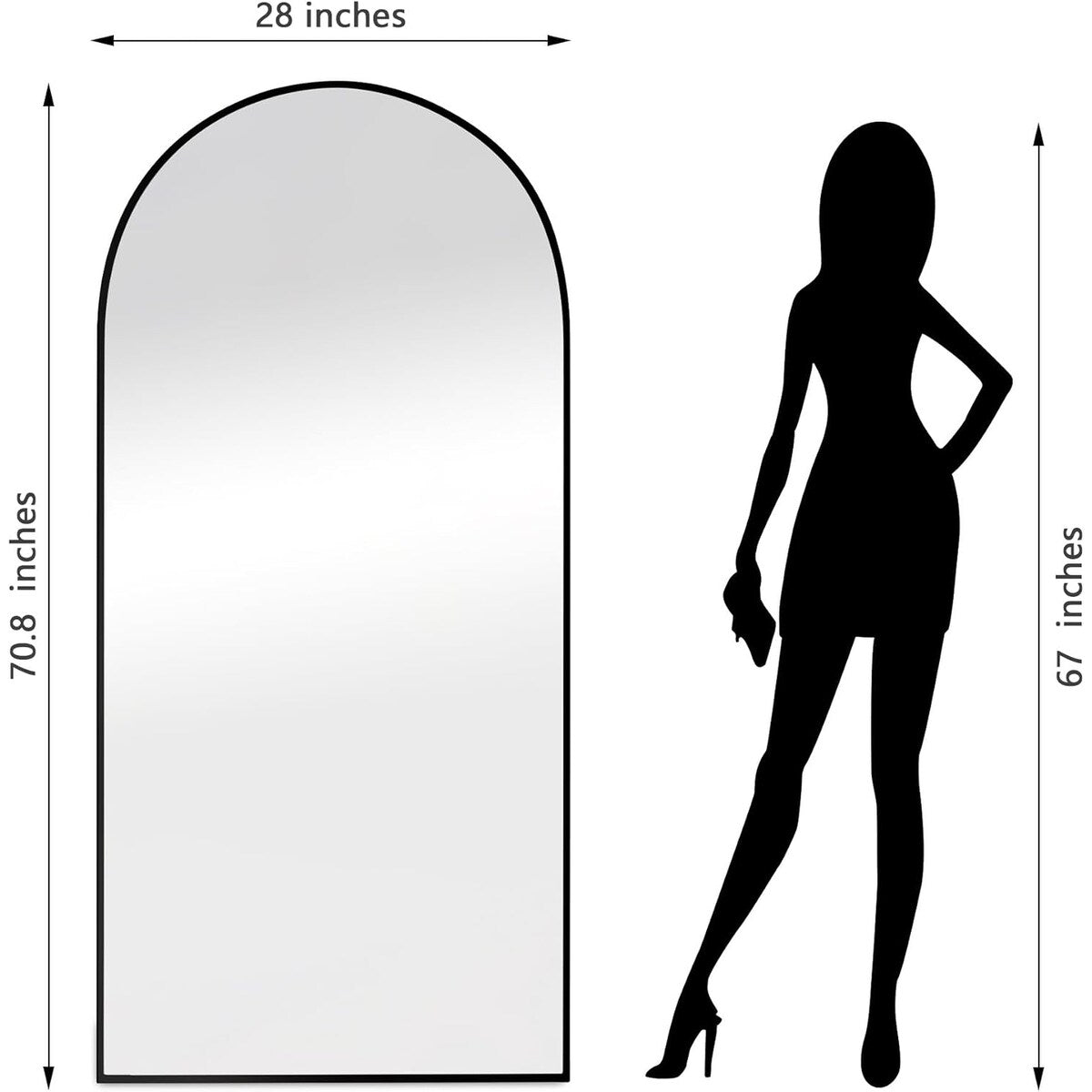 71x28"Arch Full Length Mirror,Modern Design Standing Floor Mirror,Full Body Mirror for Living Room,Bedroom,Bathroom,Cloakroom