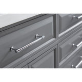 72" Palace Collection Quartz Carrara Cashmere Grey Bathroom Vanity Set With Hardware And F2-0012 Faucets