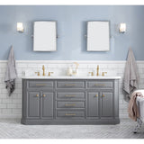 72" Palace Collection Quartz Carrara Cashmere Grey Bathroom Vanity Set With Hardware And F2-0012 Faucets