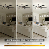 72-in Black Aluminum 6-Blade Large Ceiling Fans with Lights and Remote