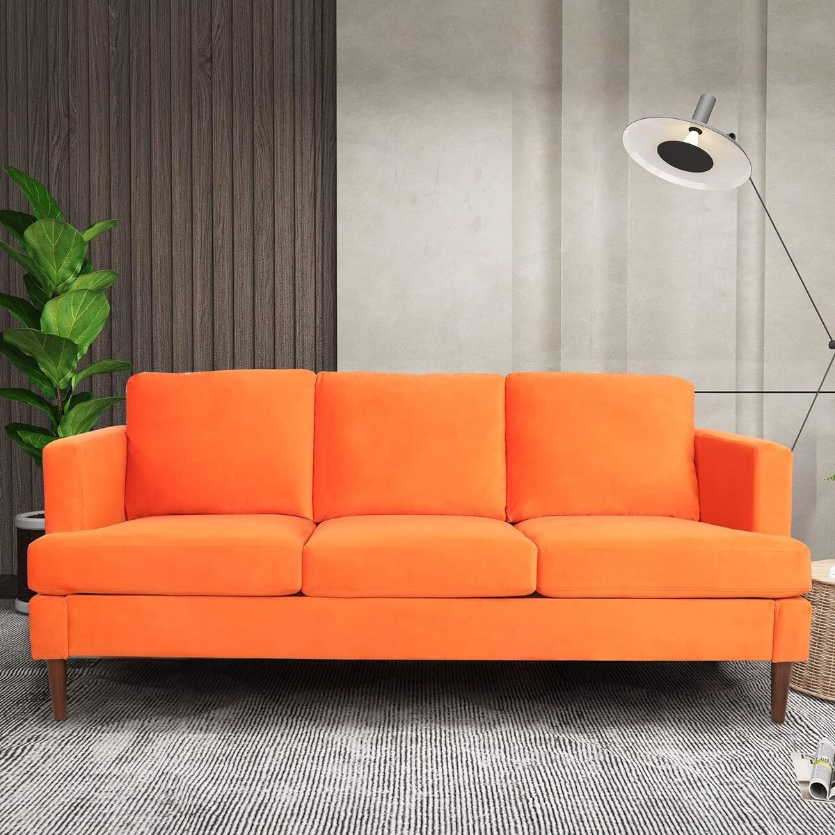 72-inch 3 Seater Couch Sofa With Thick Cushion And Wood Legs