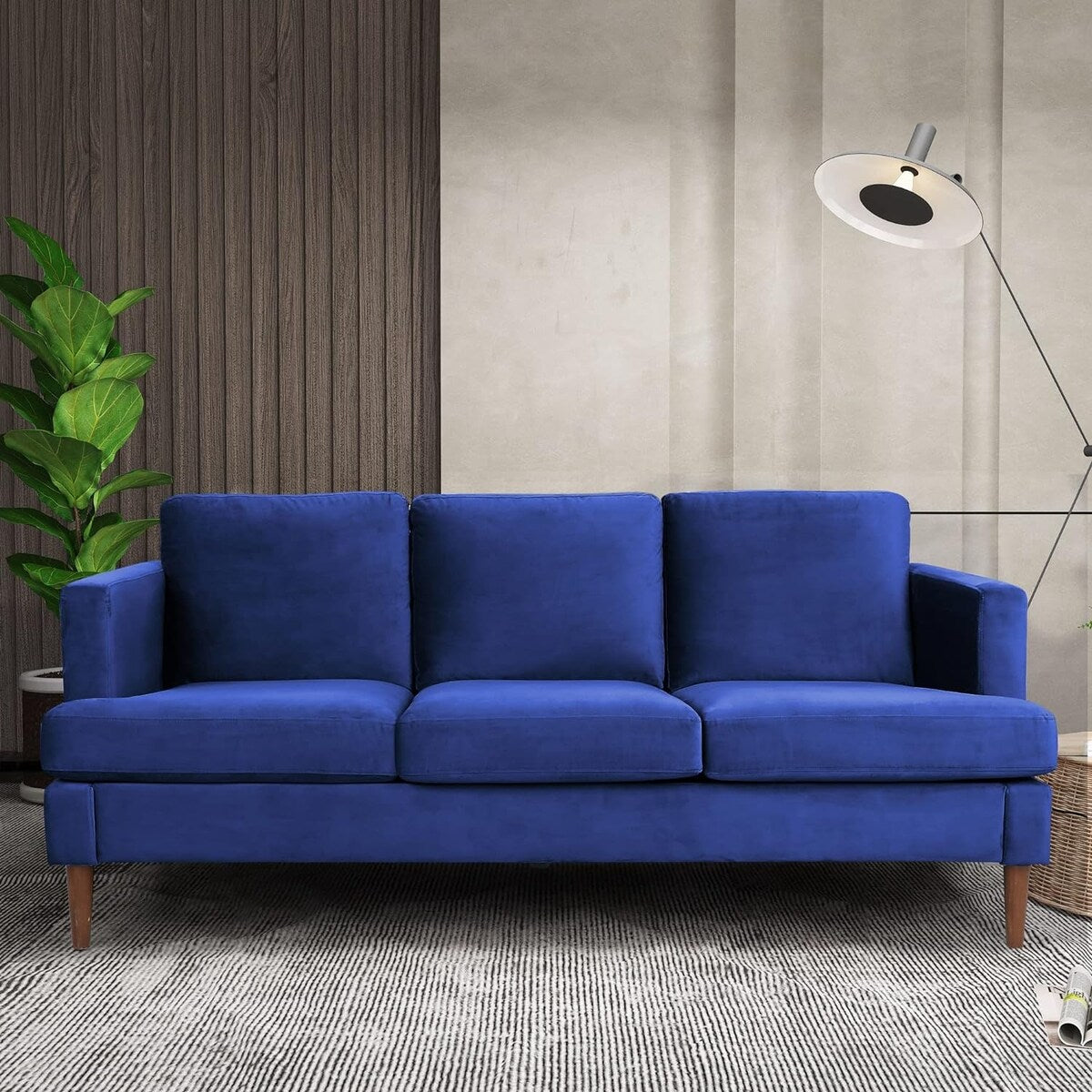 72-inch 3 Seater Couch Sofa With Thick Cushion And Wood Legs