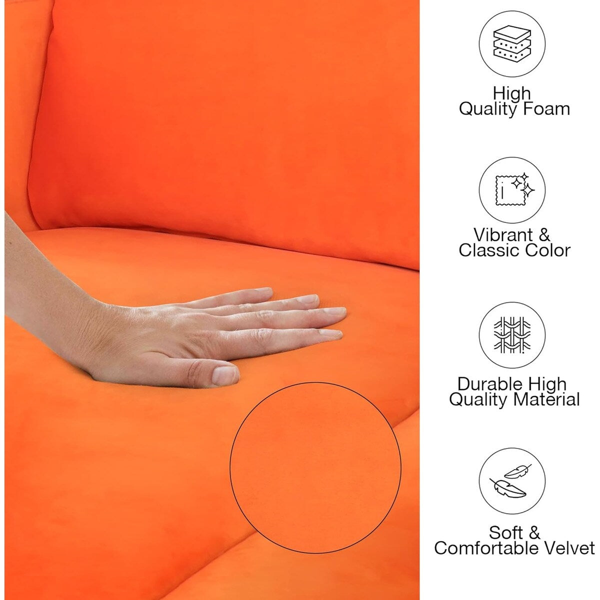72-inch 3 Seater Couch Sofa With Thick Cushion And Wood Legs