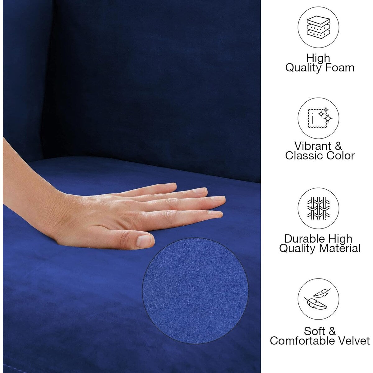 72-inch 3 Seater Couch Sofa With Thick Cushion And Wood Legs