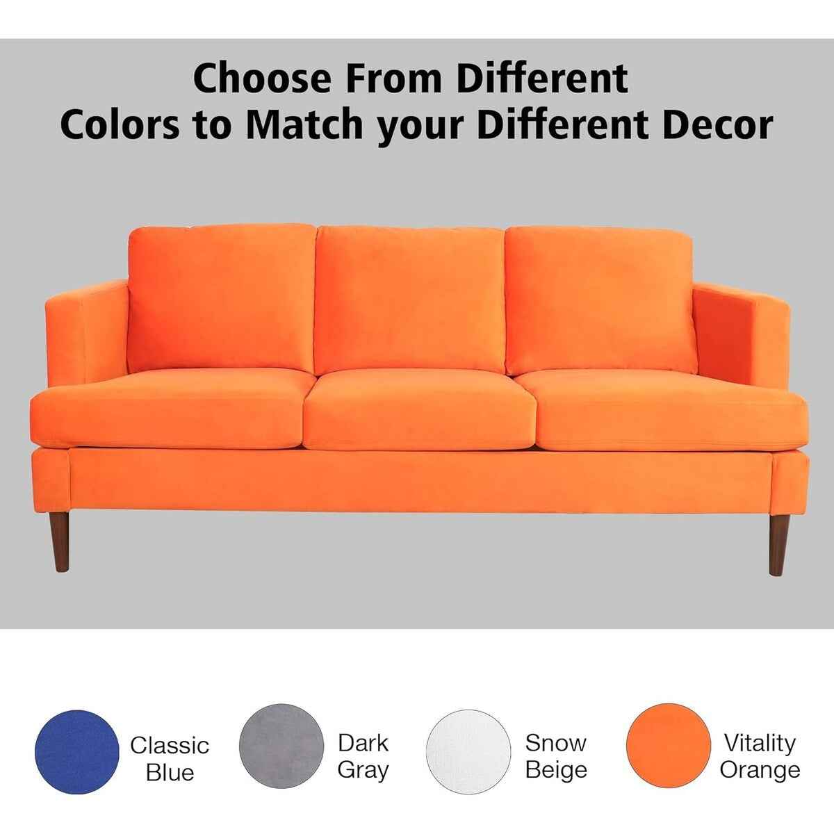 72-inch 3 Seater Couch Sofa With Thick Cushion And Wood Legs
