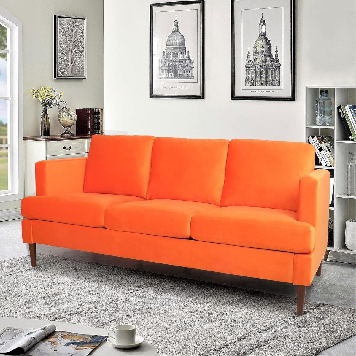 72-inch 3 Seater Couch Sofa With Thick Cushion And Wood Legs