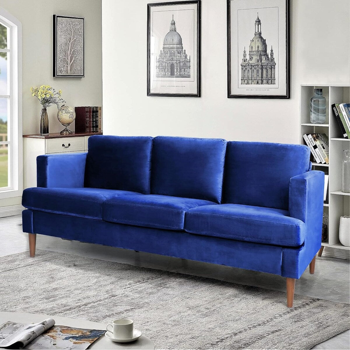72-inch 3 Seater Couch Sofa With Thick Cushion And Wood Legs