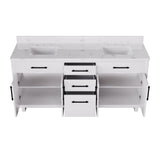72-inch Double Bathroom Vanities with 2 Integrated Rectangular Sinks