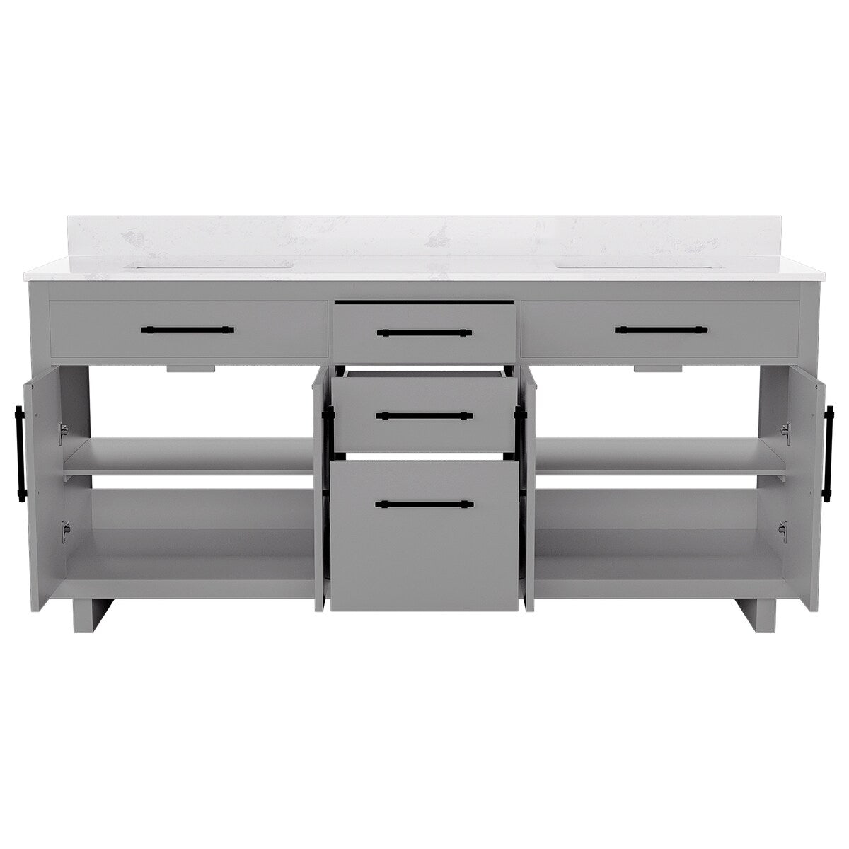 72-inch Double Bathroom Vanities with 2 Integrated Rectangular Sinks