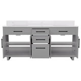 72-inch Double Bathroom Vanities with 2 Integrated Rectangular Sinks