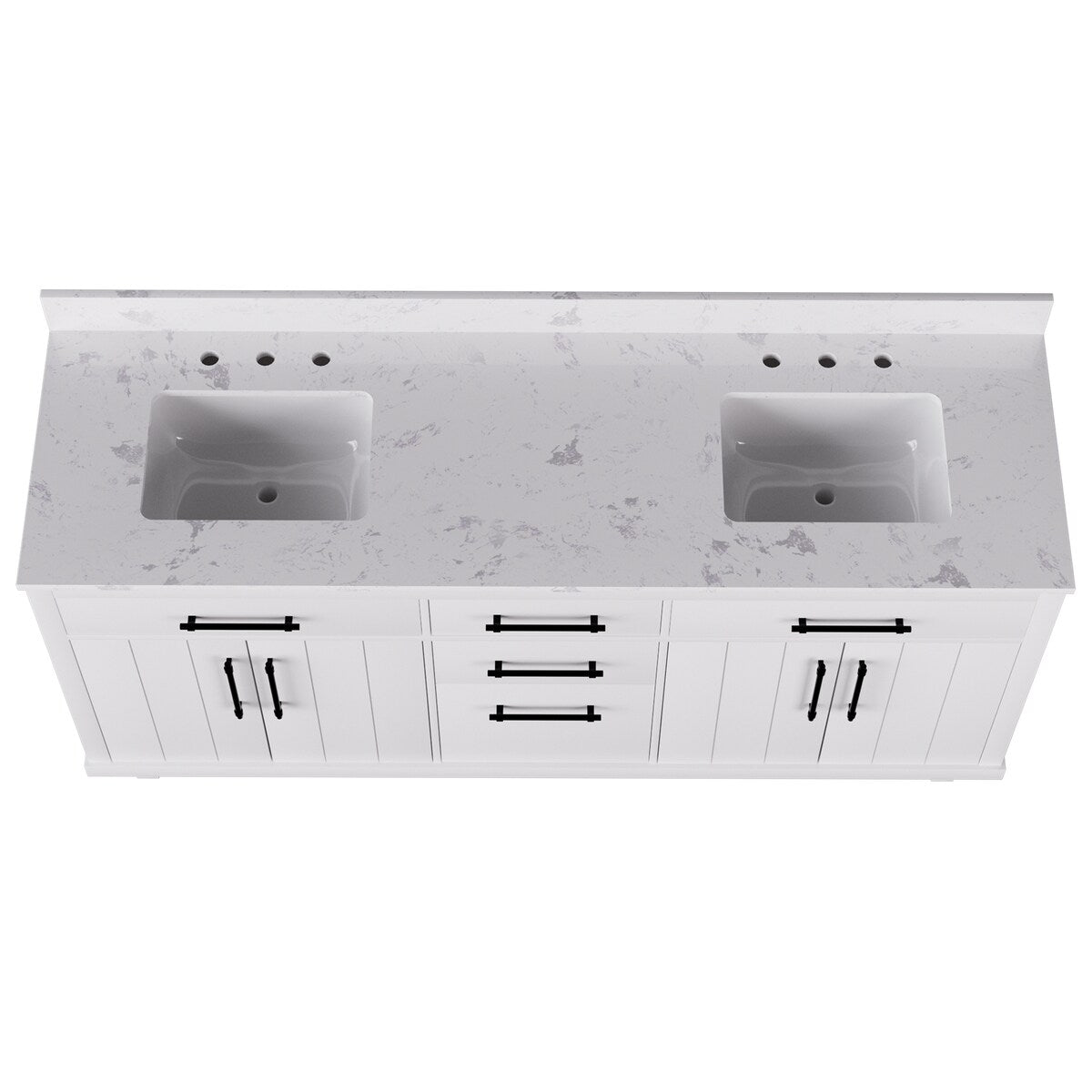 72-inch Double Bathroom Vanities with 2 Integrated Rectangular Sinks
