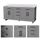 72-inch Double Bathroom Vanities with 2 Integrated Rectangular Sinks