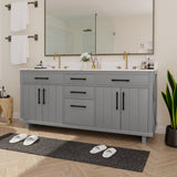 72-inch Double Bathroom Vanities with 2 Integrated Rectangular Sinks