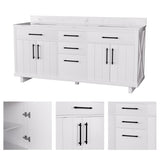 72-inch Double Bathroom Vanities with 2 Integrated Rectangular Sinks