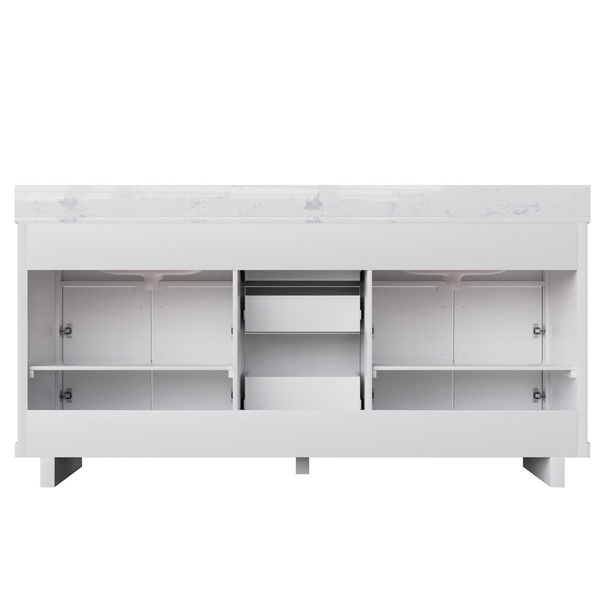 72-inch Double Bathroom Vanities with 2 Integrated Rectangular Sinks