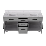 72-inch Double Bathroom Vanities with 2 Integrated Rectangular Sinks