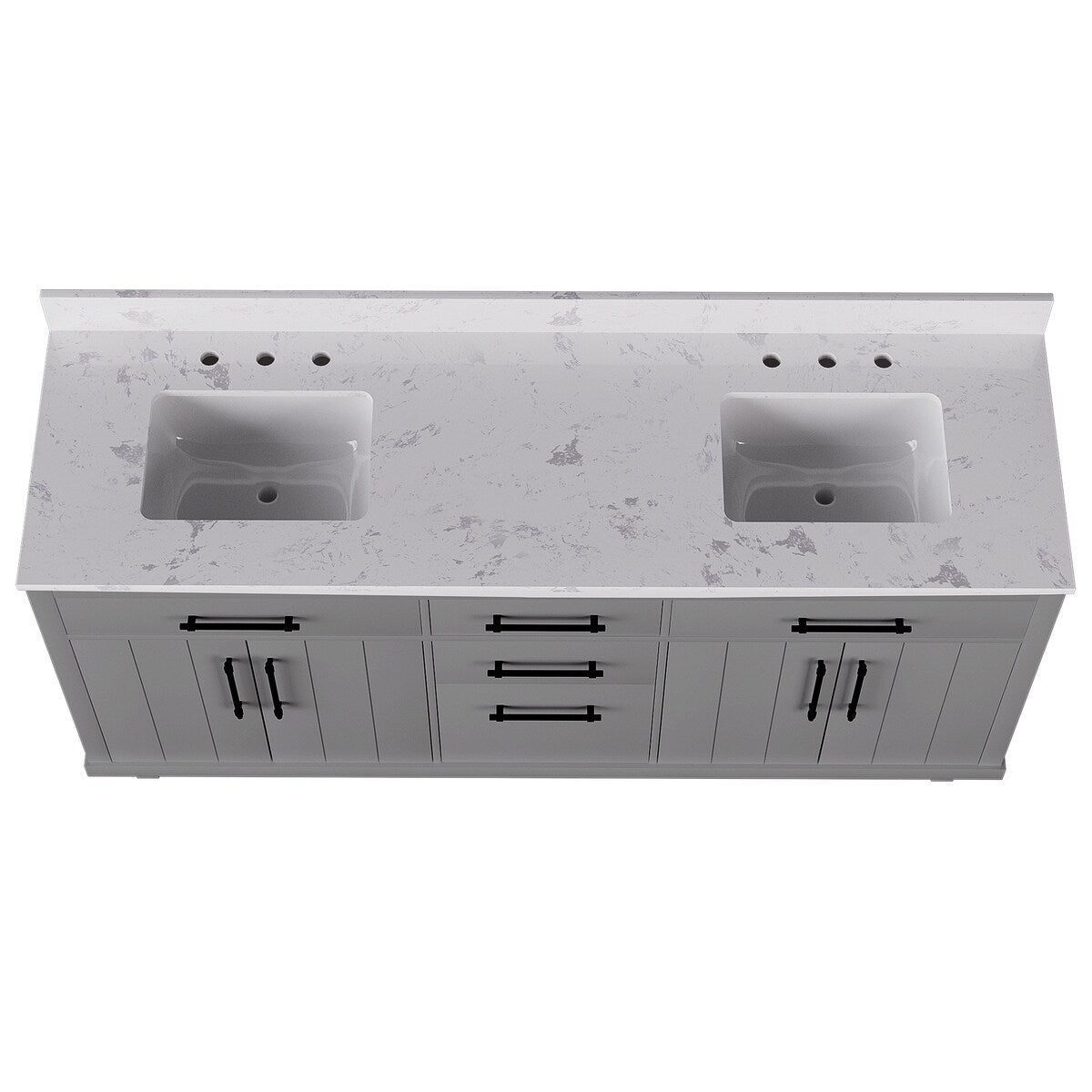 72-inch Double Bathroom Vanities with 2 Integrated Rectangular Sinks