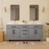 72-inch Double Bathroom Vanities with 2 Integrated Rectangular Sinks