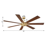 72" Wooden 7-Blade Large Outdoor Industrial DC Ceiling Fan with Remote